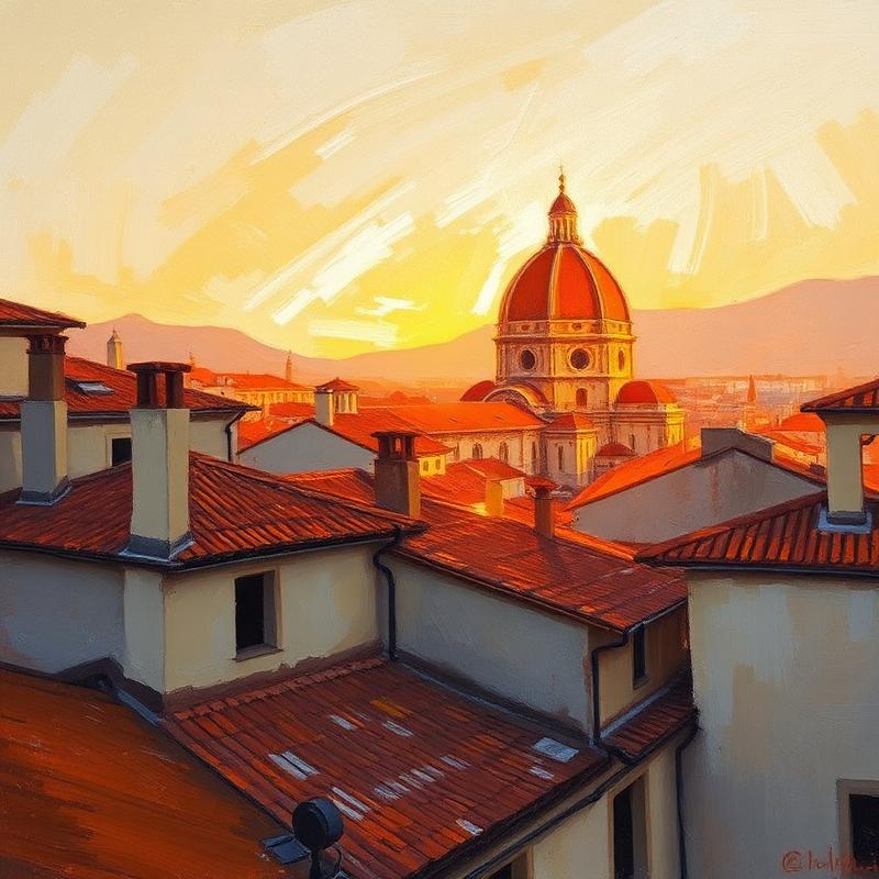 Florentine Rooftops — Oil on linen, 60 × 60 cm